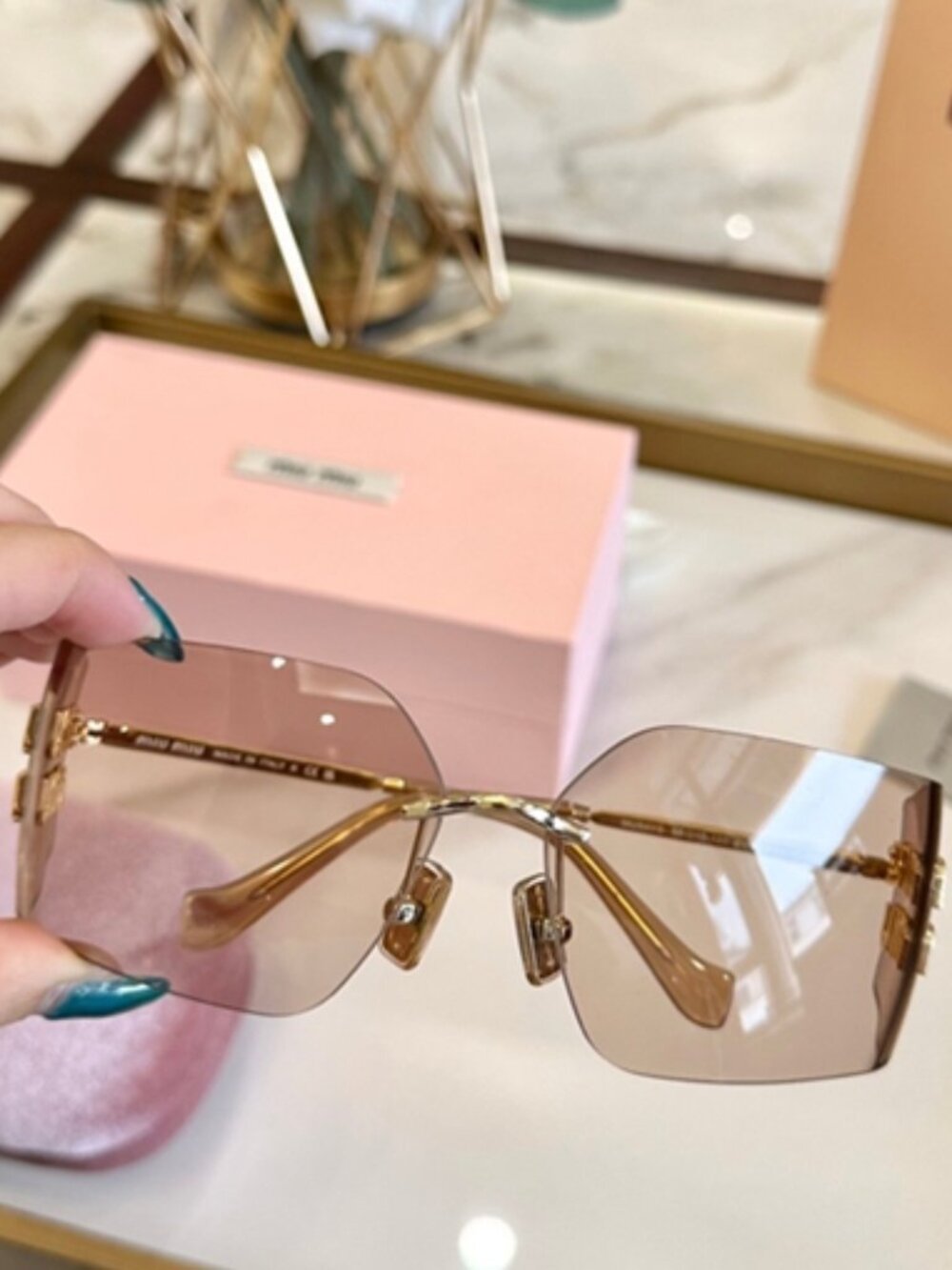 Miu Miu Rimless Square Sunglasses